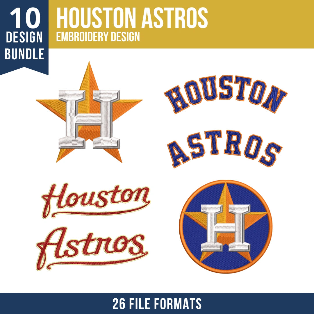 Houston Astros Embroidery Bundle | 10 MLB Designs