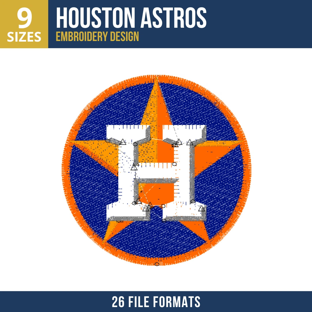 Houston Astros H Star Badge Embroidery Design