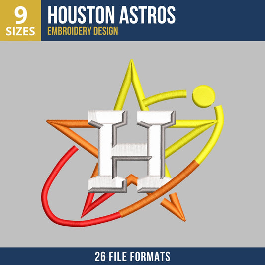 Houston Astros H Star Orbit Logo Embroidery Design