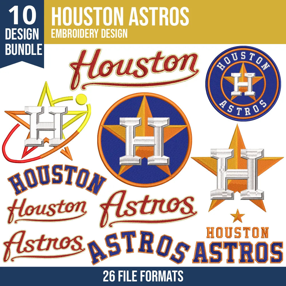 Houston Astros Embroidery Bundle | 10 MLB Designs