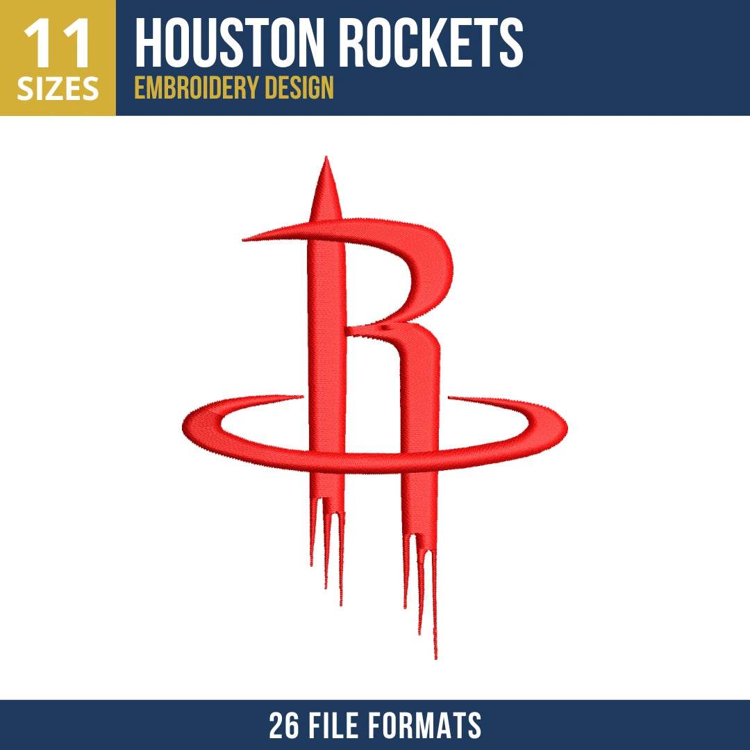 Houston Rockets R Logo Embroidery Design