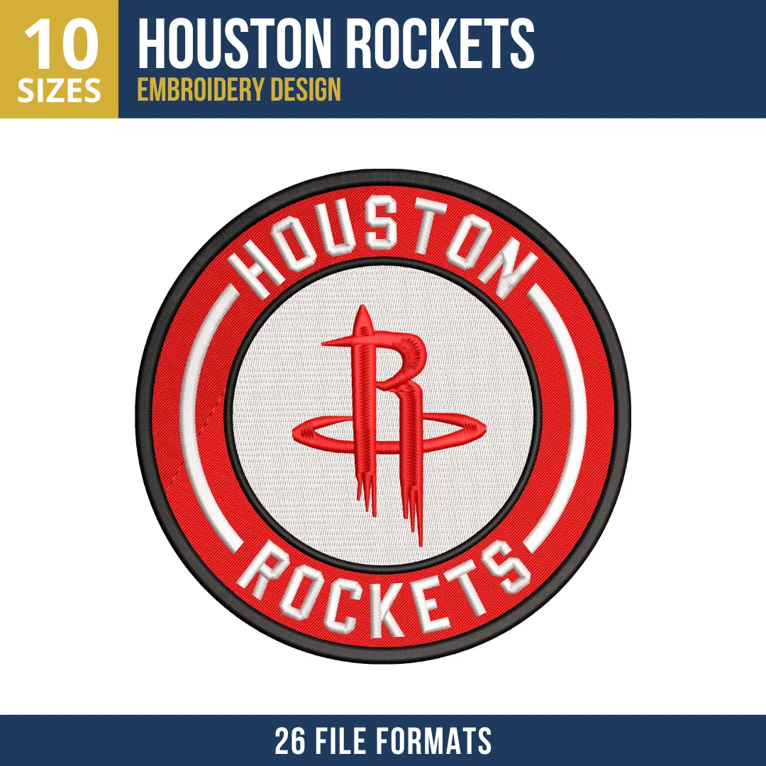 Houston Rockets Badge Embroidery Design
