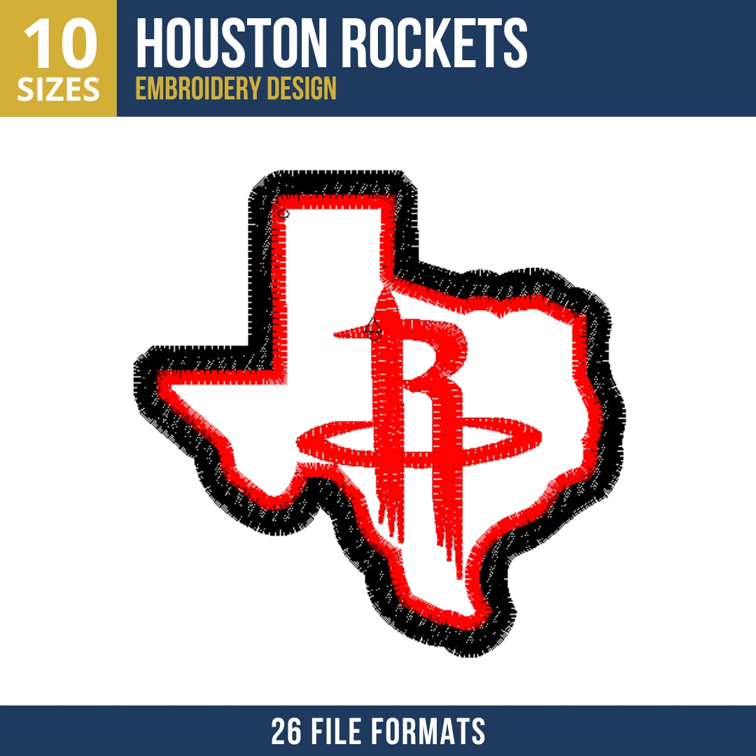 Houston Rockets Texas State Embroidery Design