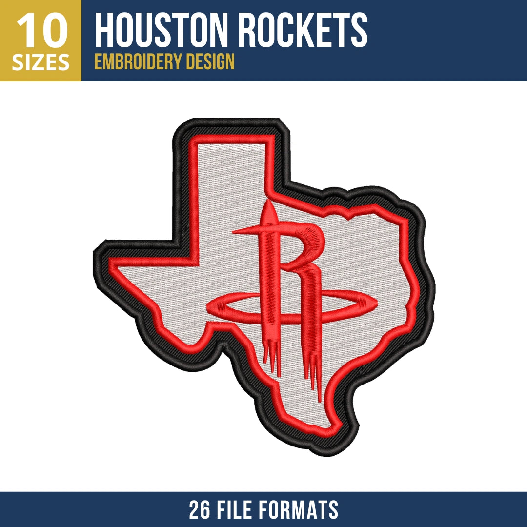 Houston Rockets Texas State Embroidery Design