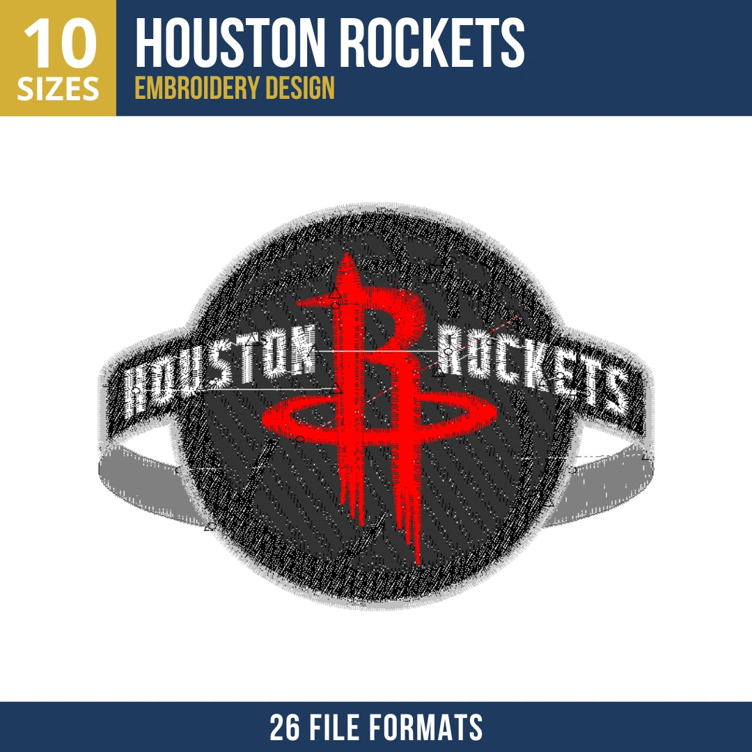 Houston Rockets Banner Patch Embroidery Design