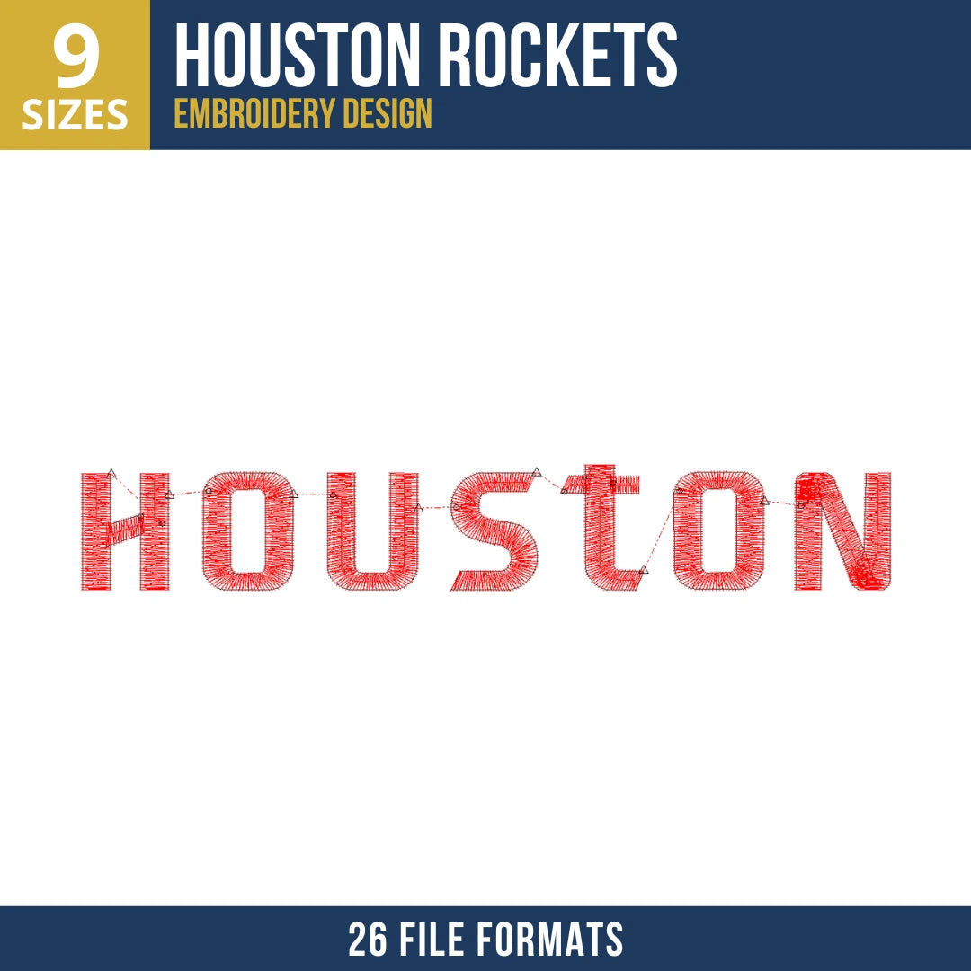 Houston Rockets HOUSTON Wordmark Embroidery Design