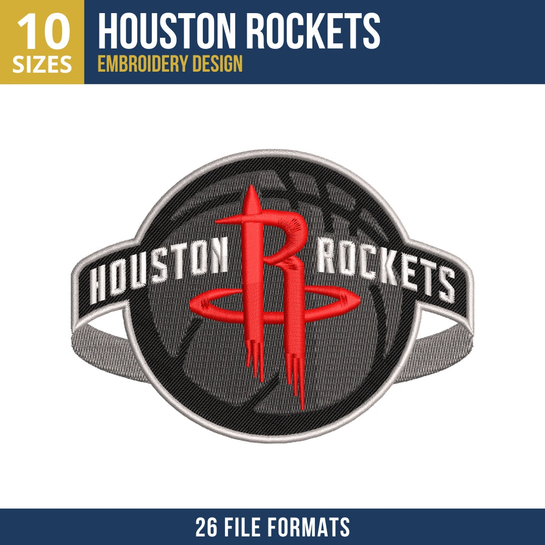 Houston Rockets Banner Patch Embroidery Design