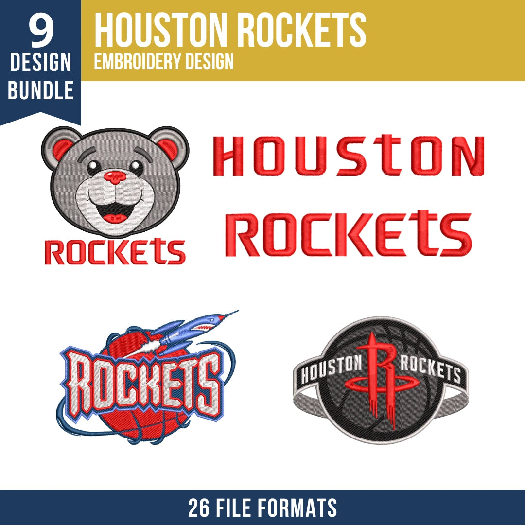 Houston Rockets Embroidery Design Bundle | 9 Designs