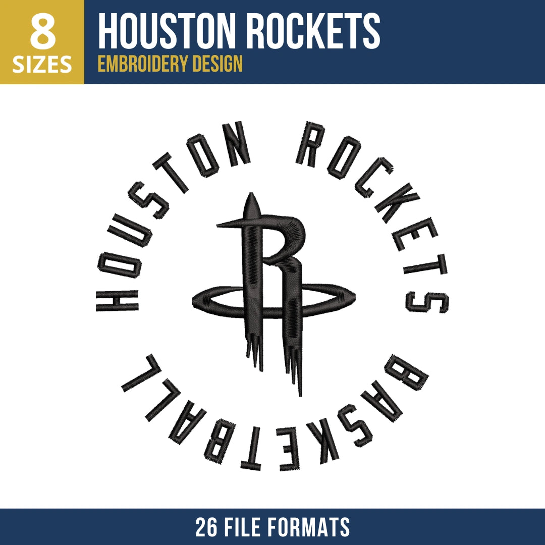 Houston Rockets Circular Badge Embroidery Design