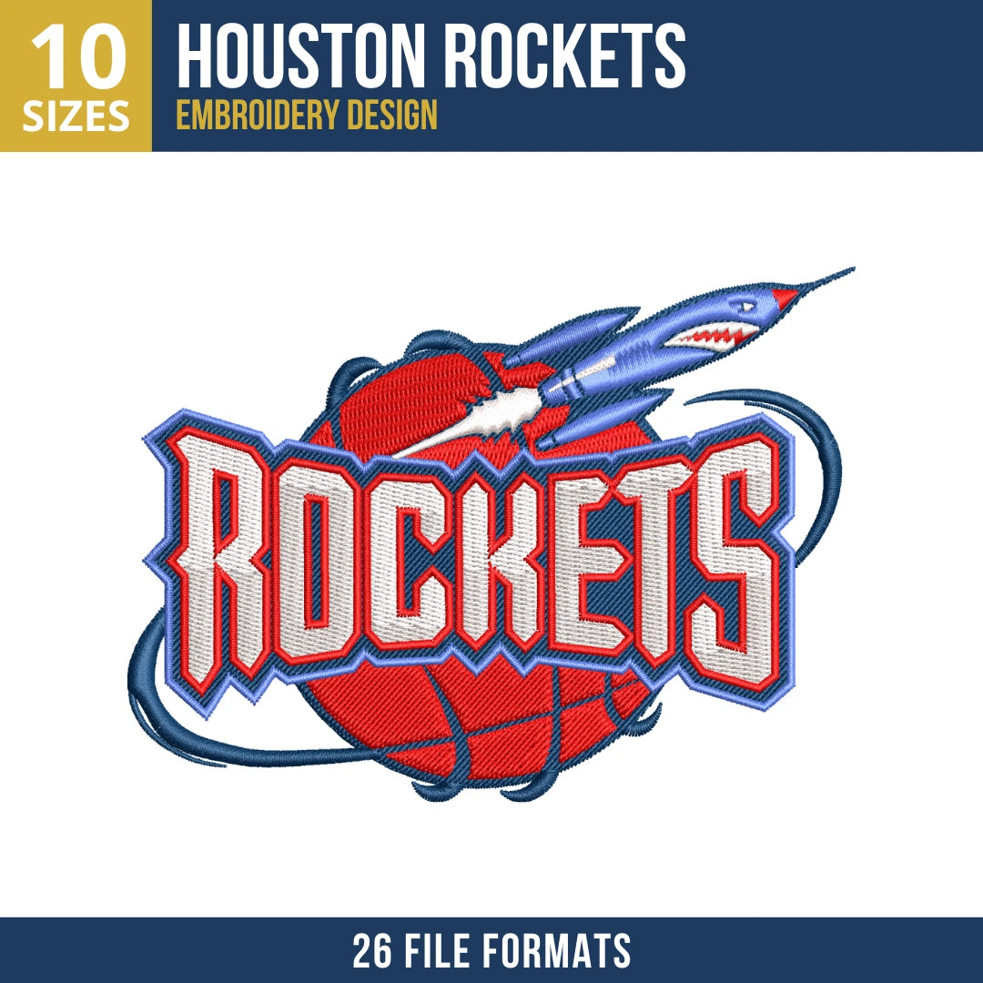 Houston Rockets Gothic Embroidery Design