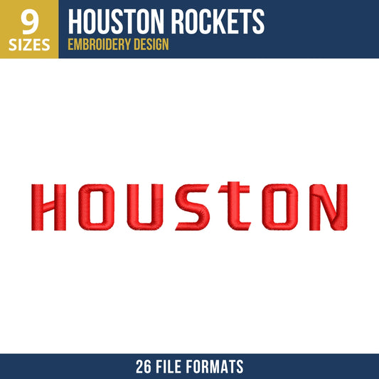 Houston Rockets HOUSTON Wordmark Embroidery Design