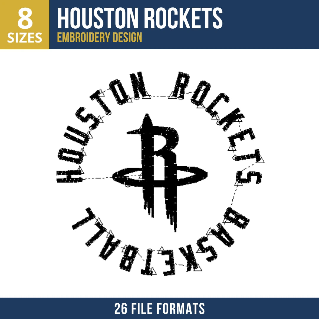 Houston Rockets Circular Badge Embroidery Design