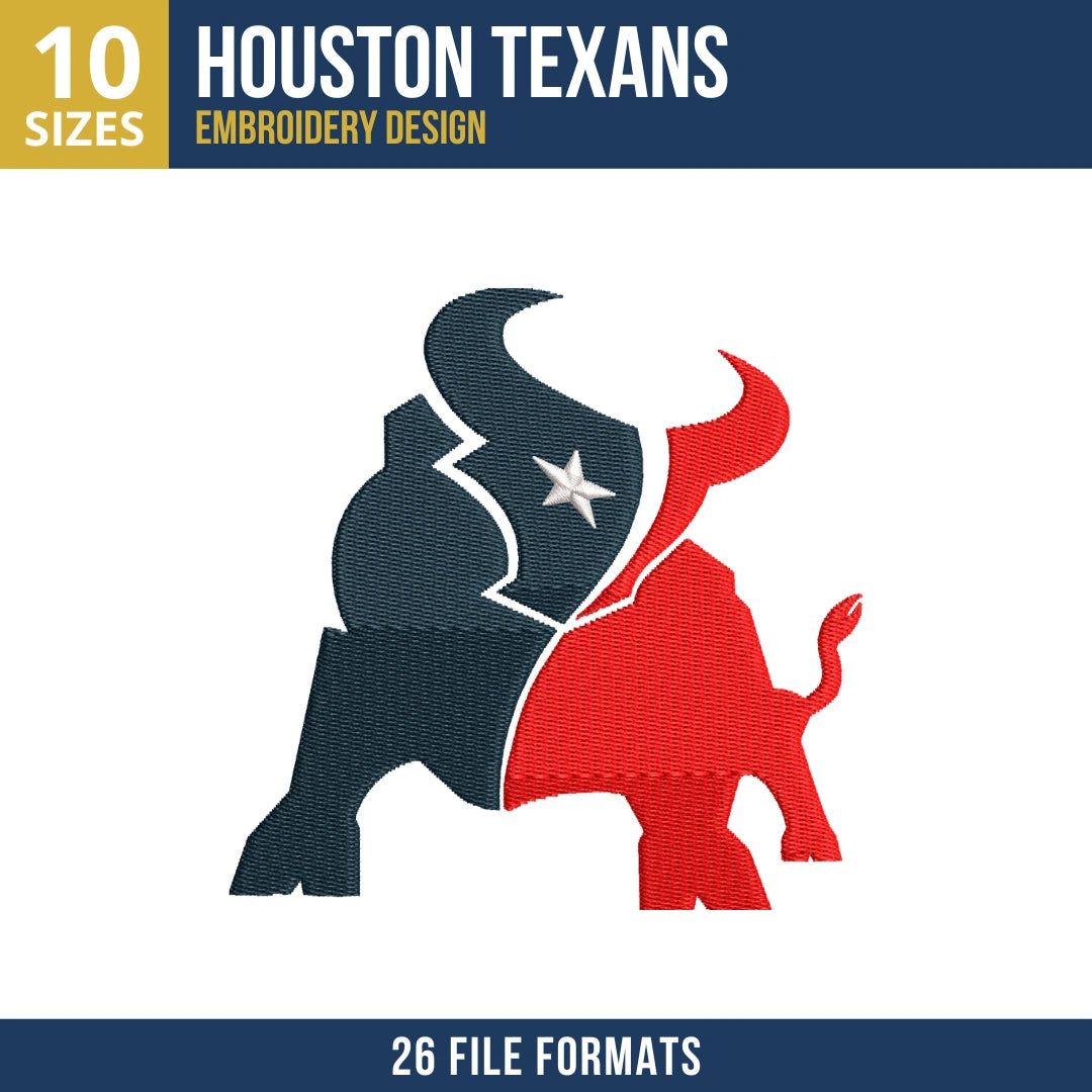 Houston Texans Bull Mascot Embroidery Design