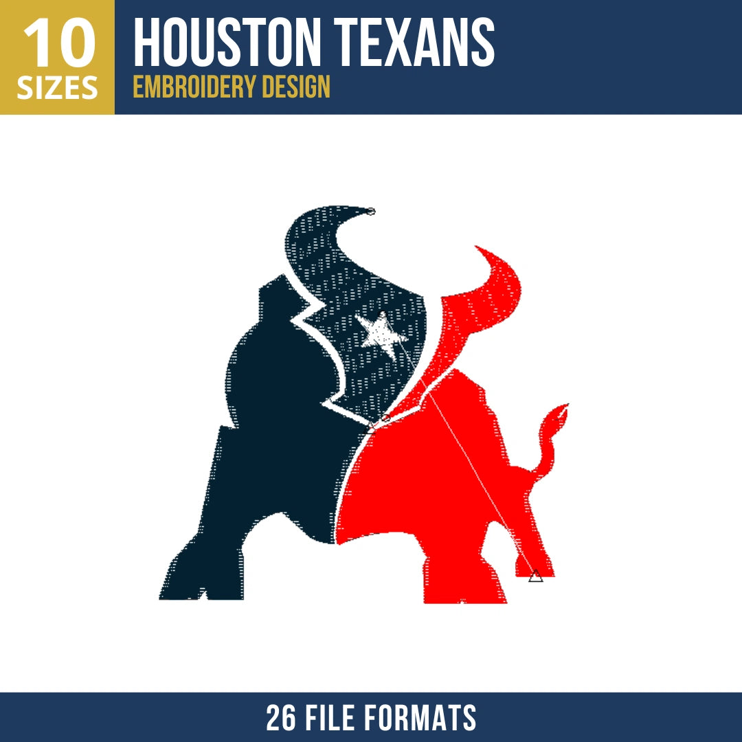 Houston Texans Bull Mascot Embroidery Design