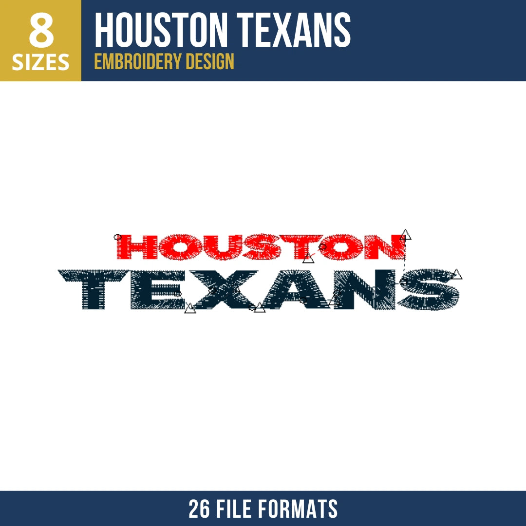 Houston Texans Stacked Wordmark Embroidery Design