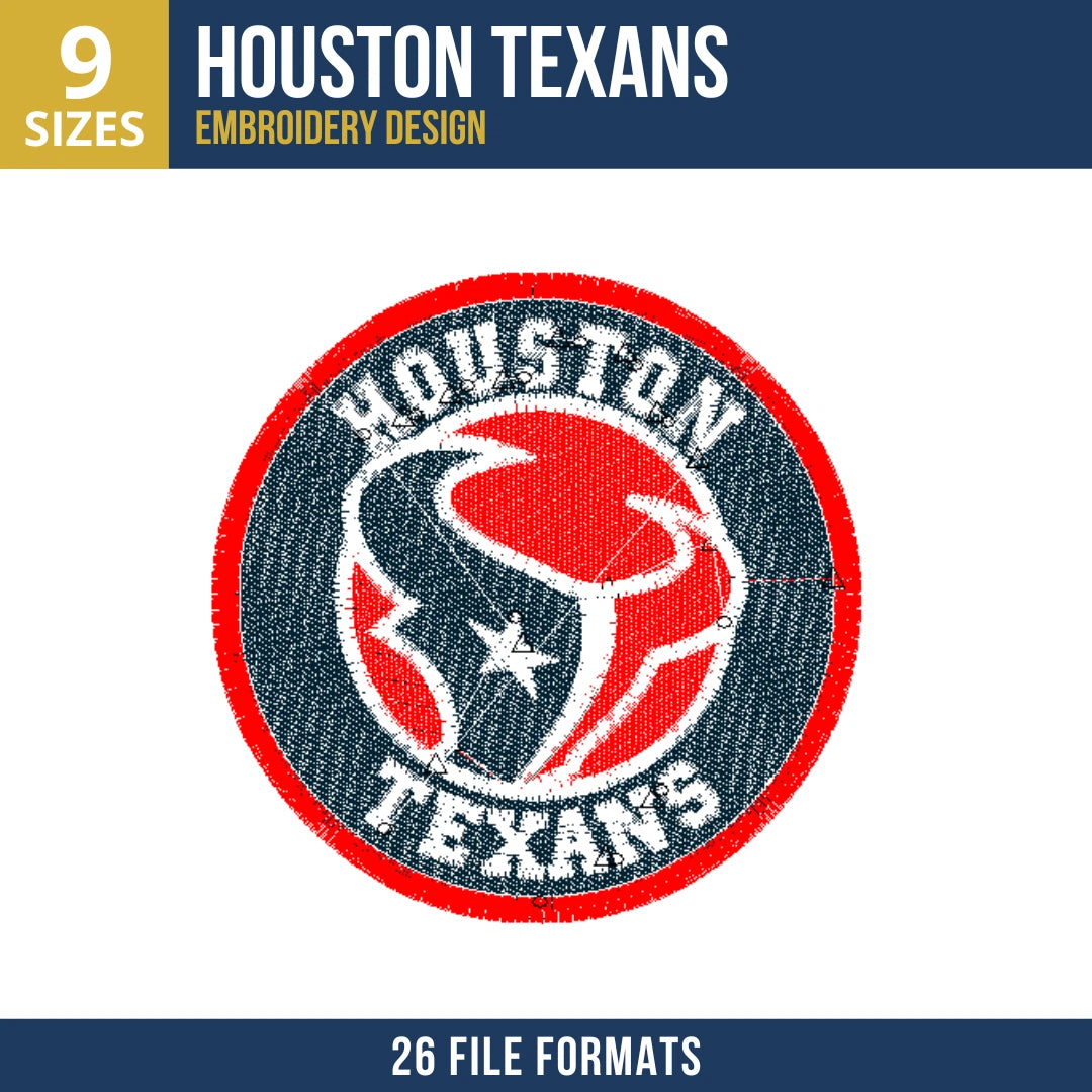 Houston Texans Circle Badge Embroidery Design
