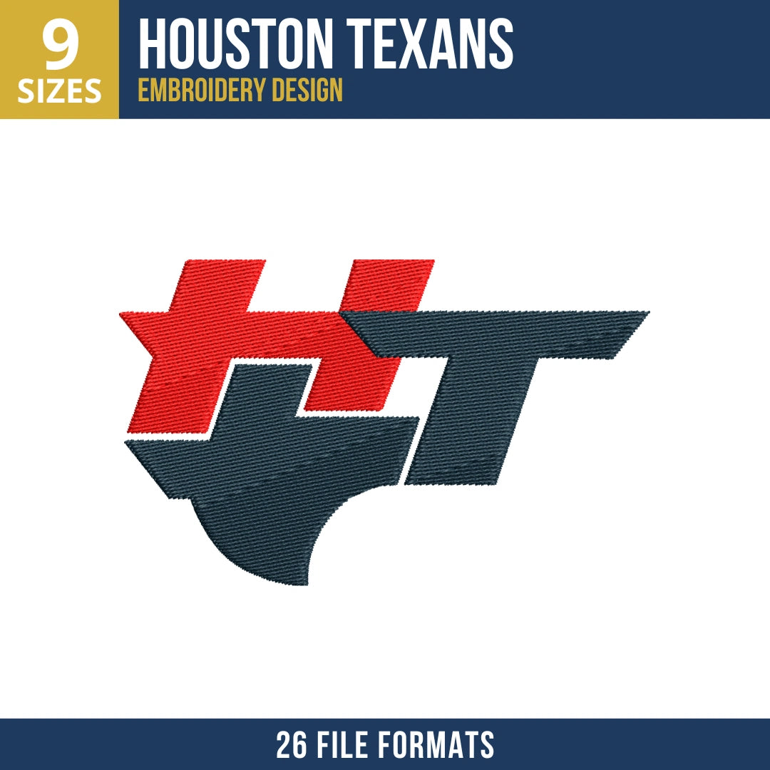 Houston Texans HT Monogram State Silhouette Embroidery Design