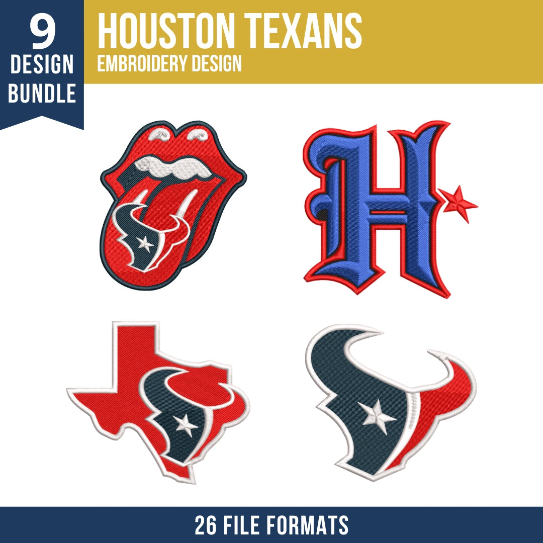 Houston Texans Embroidery Bundle 9 Designs