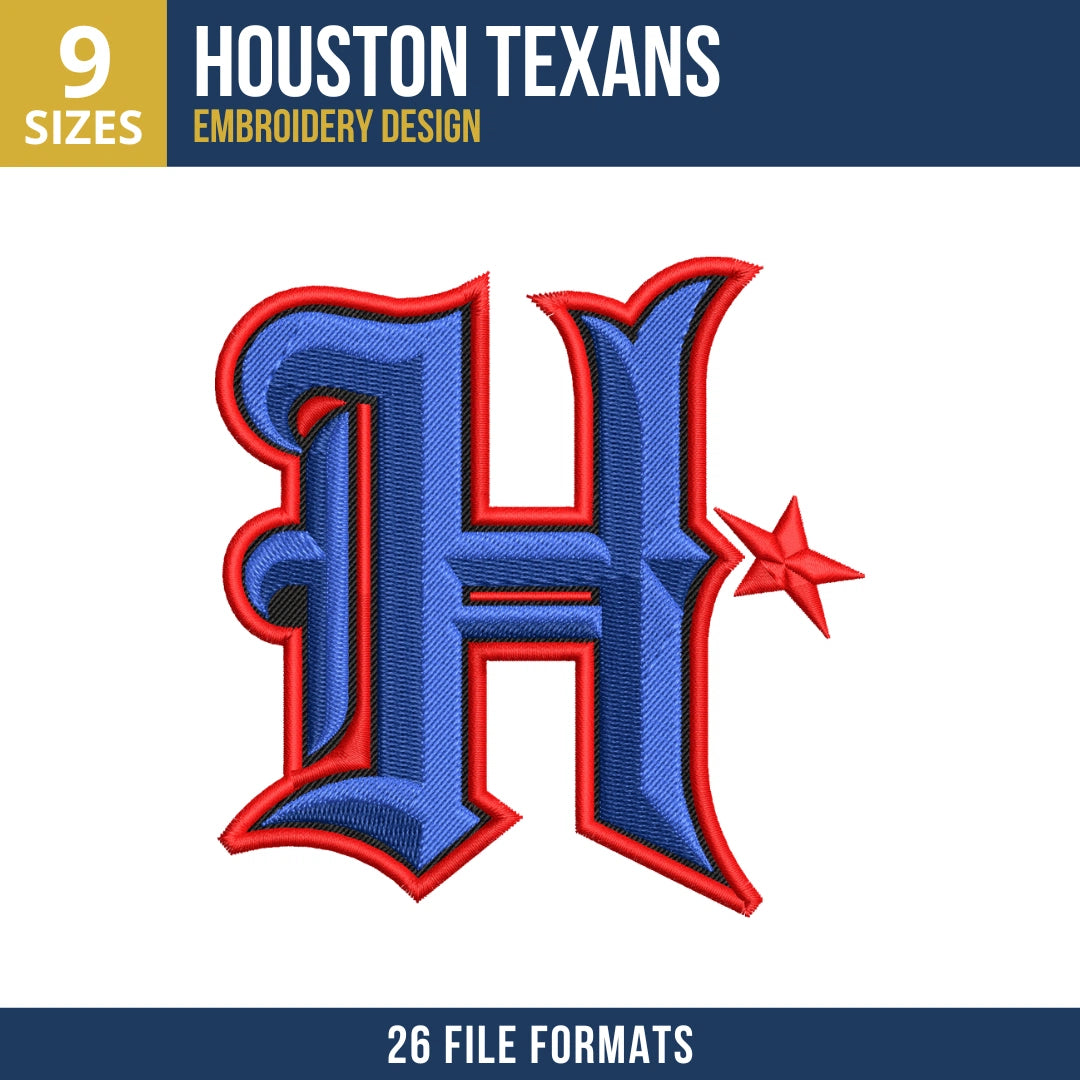 Houston Texans Old English H Lettermark Embroidery Design