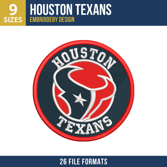 Houston Texans Circle Badge Embroidery Design