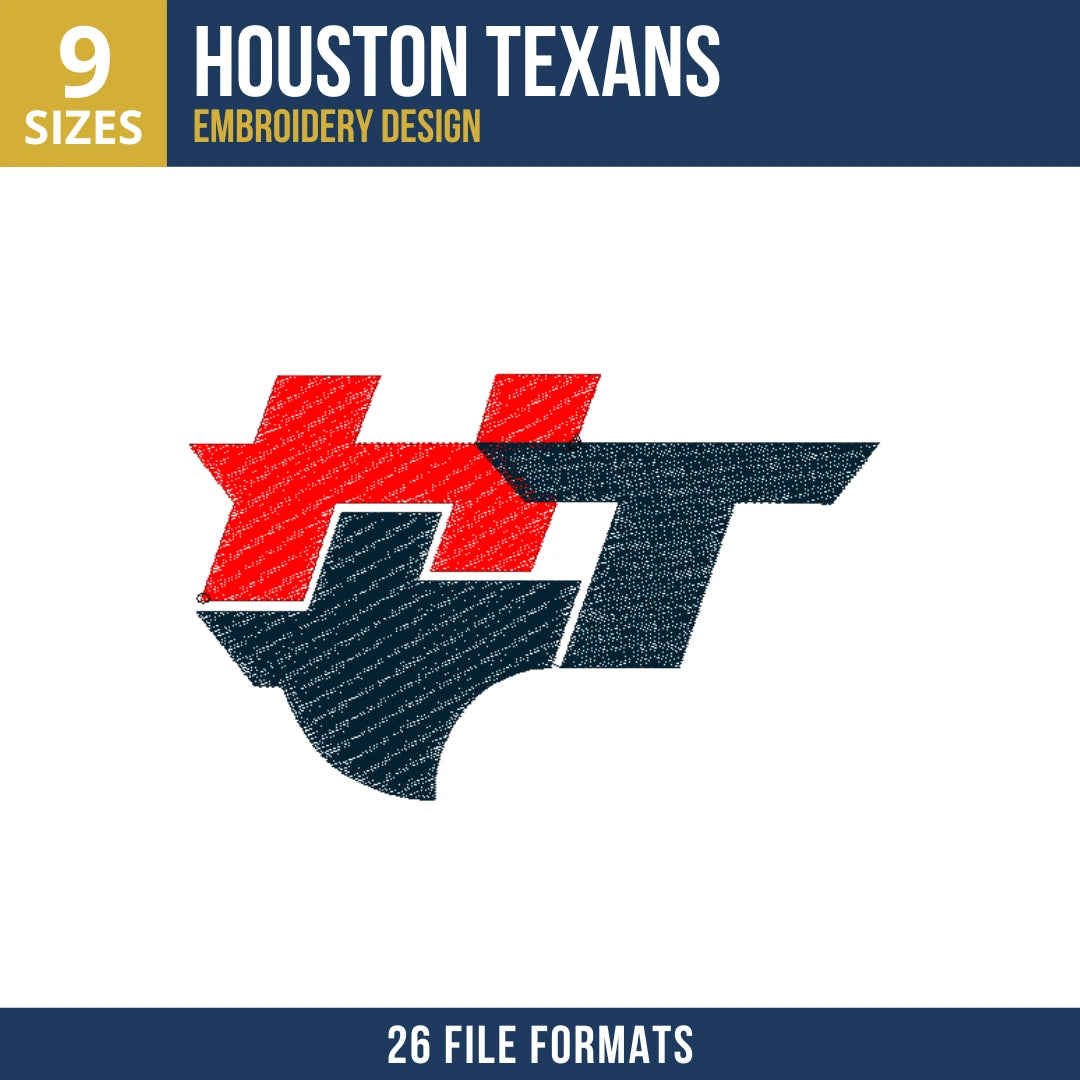 Houston Texans HT Monogram State Silhouette Embroidery Design