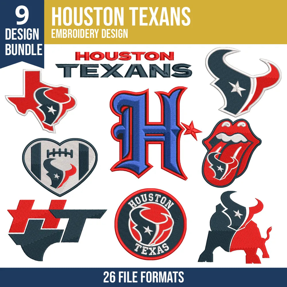 Houston Texans Embroidery Bundle 9 Designs
