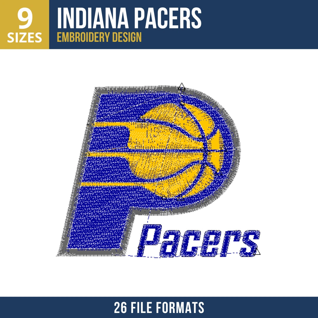 Indiana Pacers P Logo Basketball Embroidery Design
