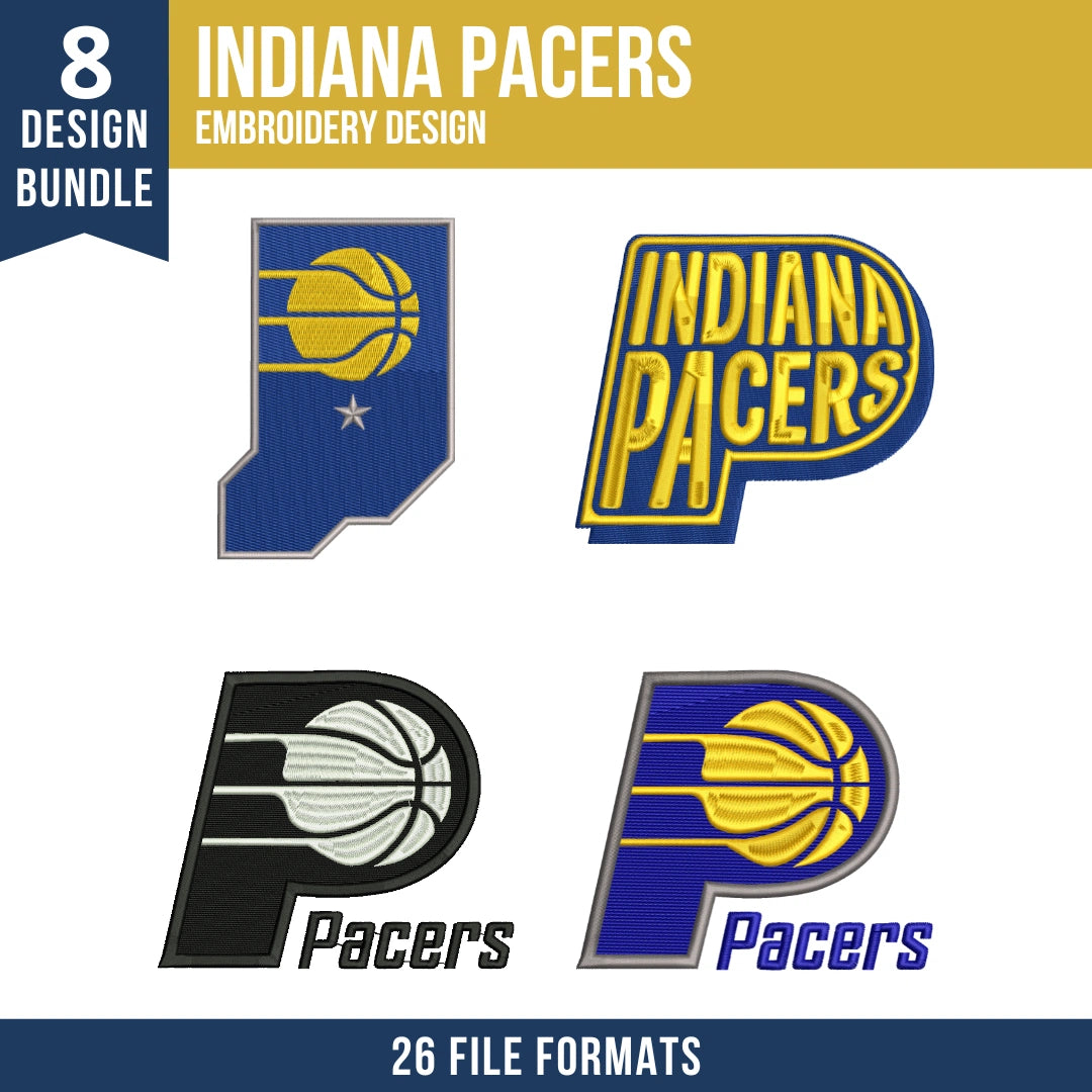 Indiana Pacers Embroidery Design Bundle | 8 Designs