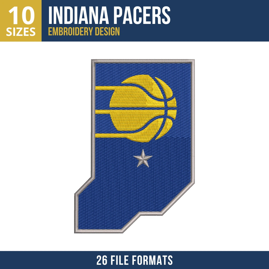 Indiana Pacers State Embroidery Design