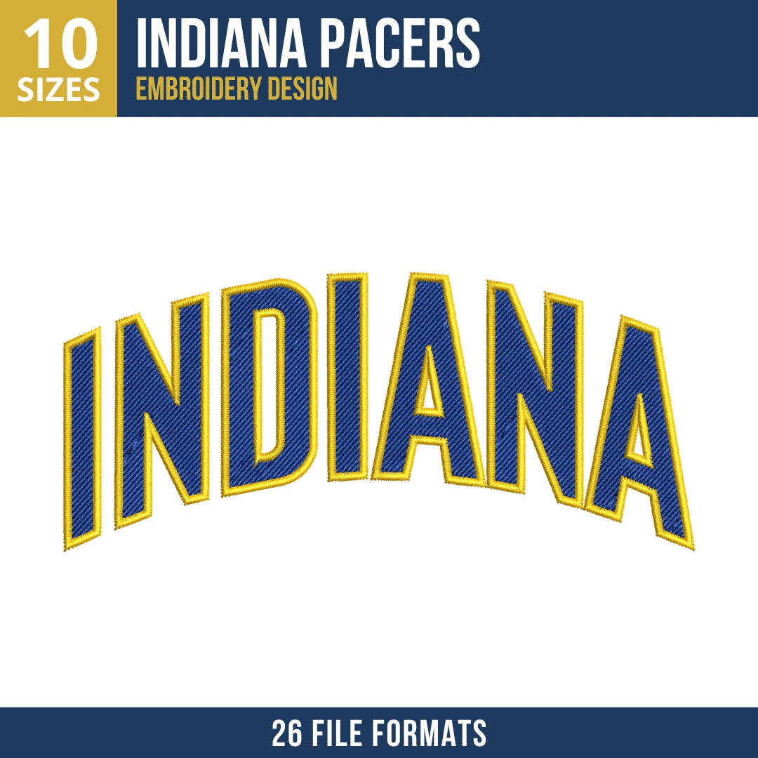 Indiana Pacers INDIANA Wordmark Embroidery Design