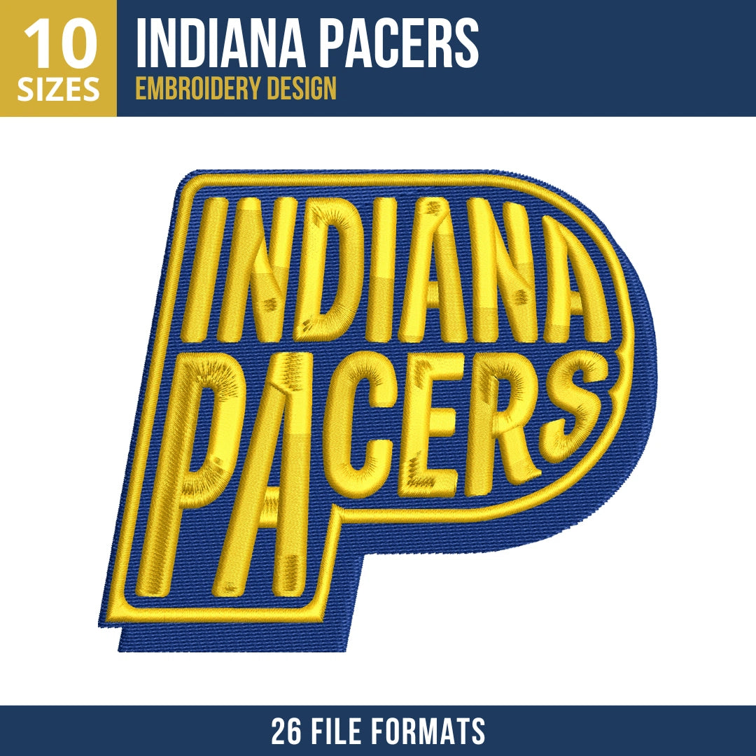 Indiana Pacers P Lockup Embroidery Design