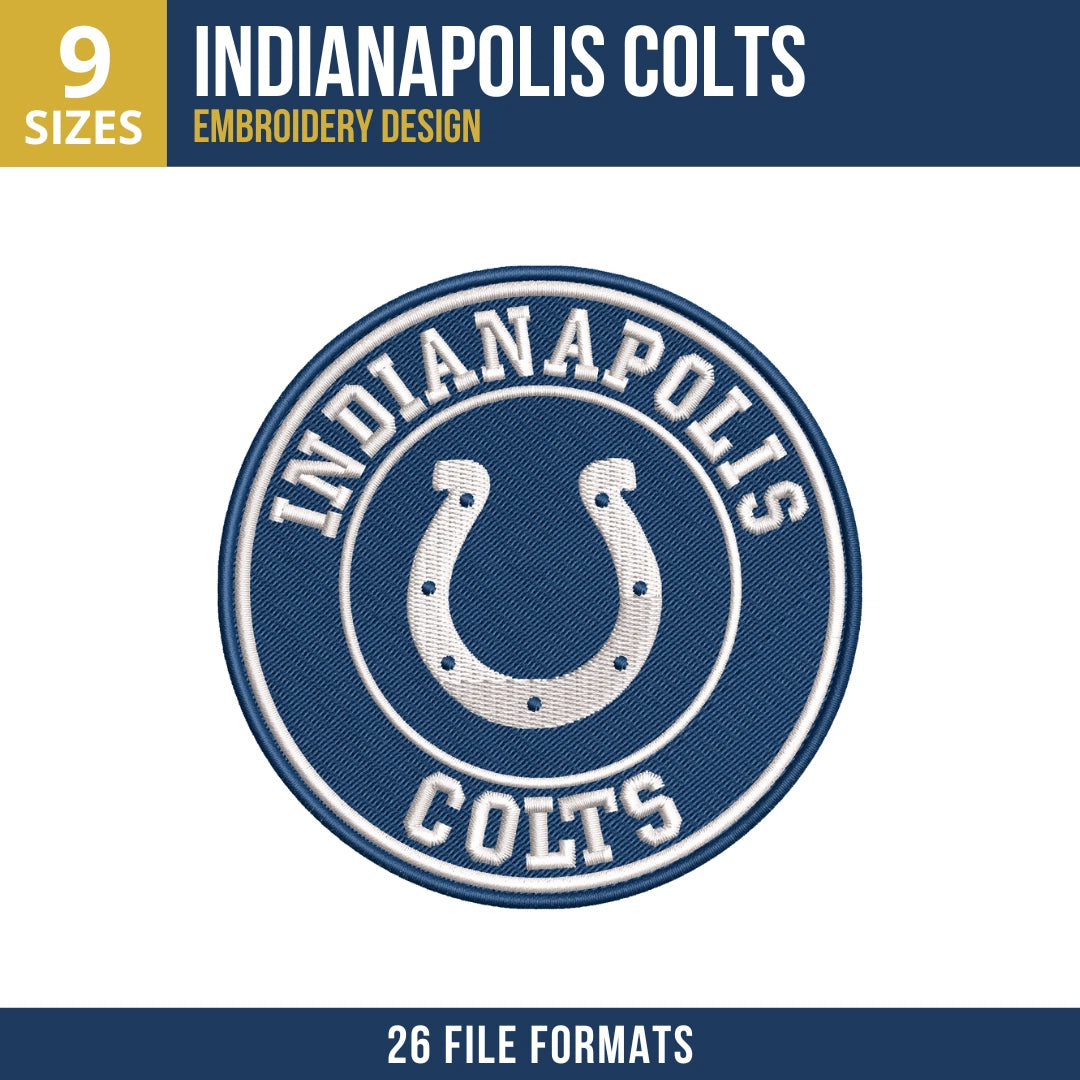 Indianapolis Colts Circle Badge Embroidery Design