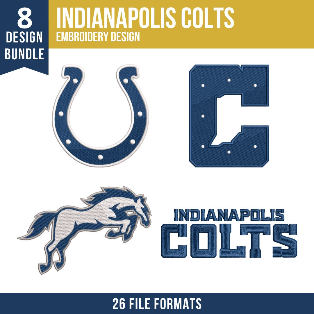 Indianapolis Colts Embroidery Bundle 8 Designs NFL