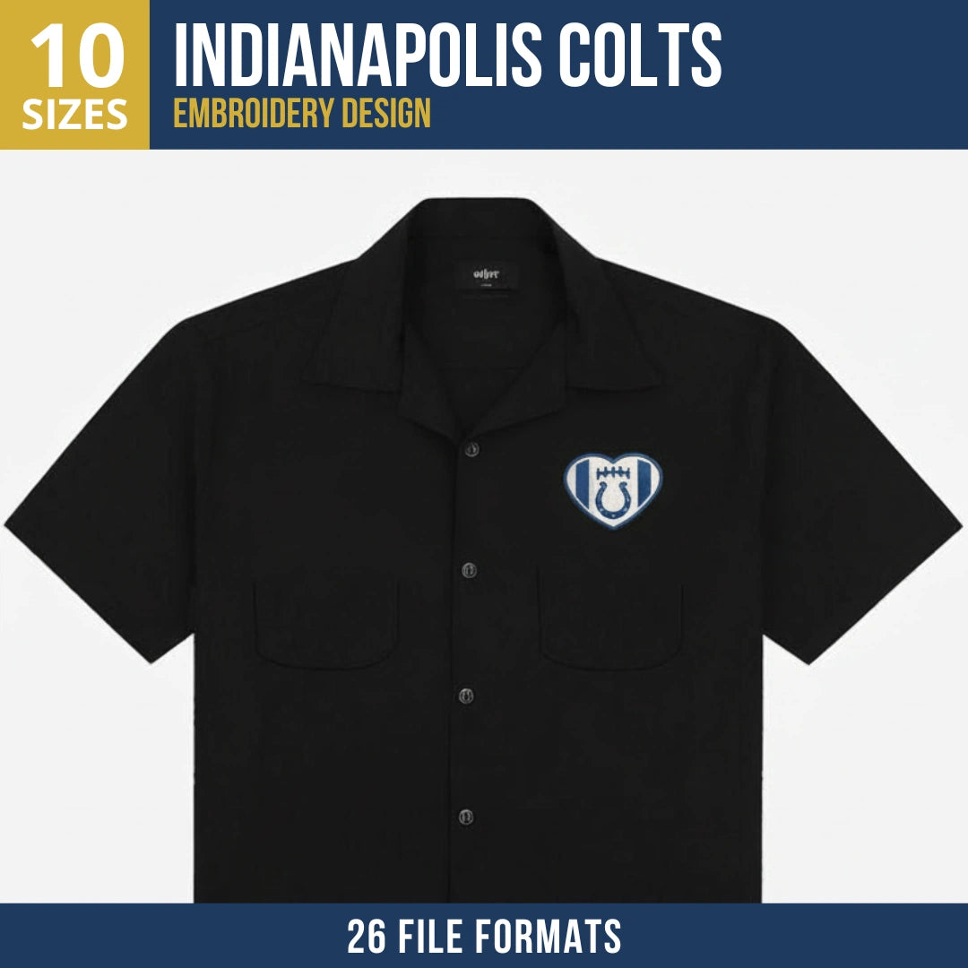 Indianapolis Colts Heart Badge Embroidery Design