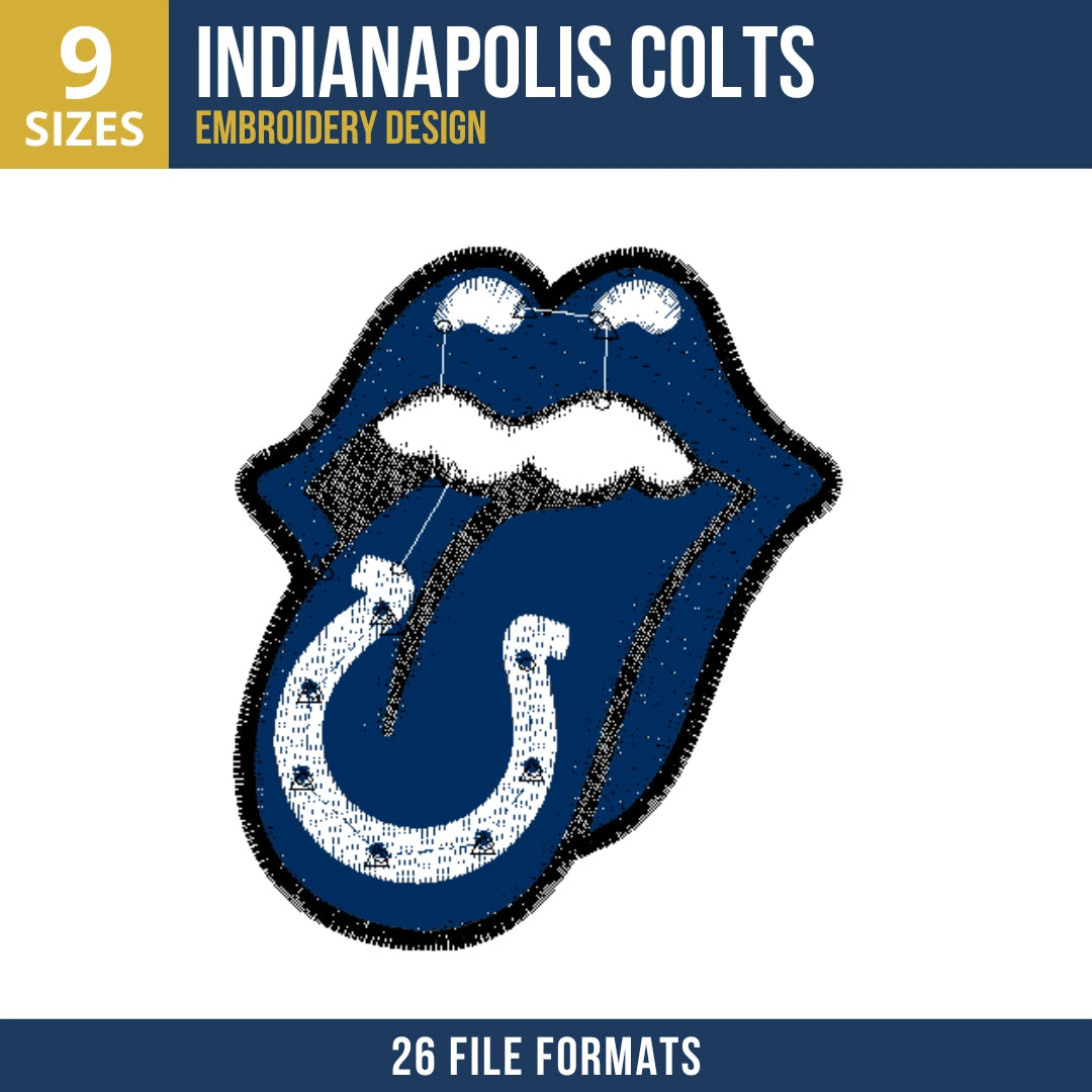 Indianapolis Colts Lips Tongue Logo Embroidery Design 