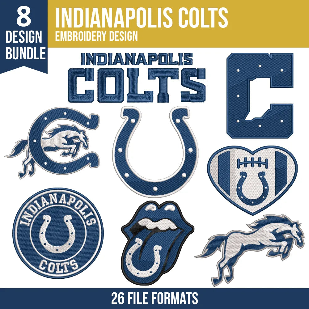 Indianapolis Colts Embroidery Bundle 8 Designs NFL