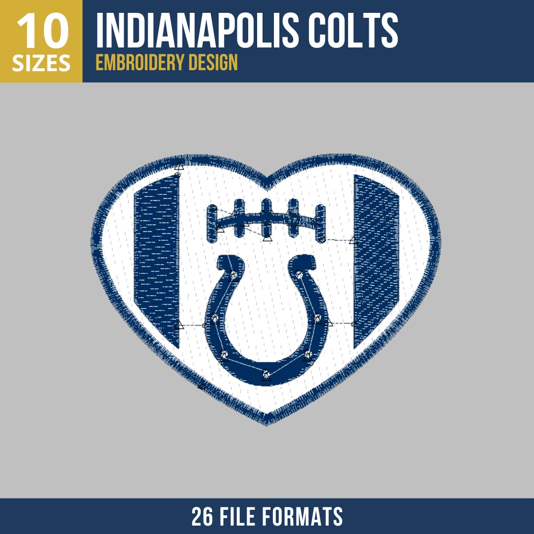 Indianapolis Colts Heart Badge Embroidery Design