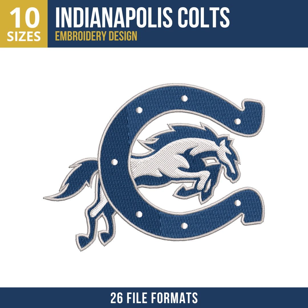 Indianapolis Colts Horseshoe C Leaping Colt Embroidery Design