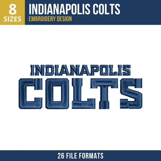 Indianapolis Colts Stacked Wordmark Embroidery Design