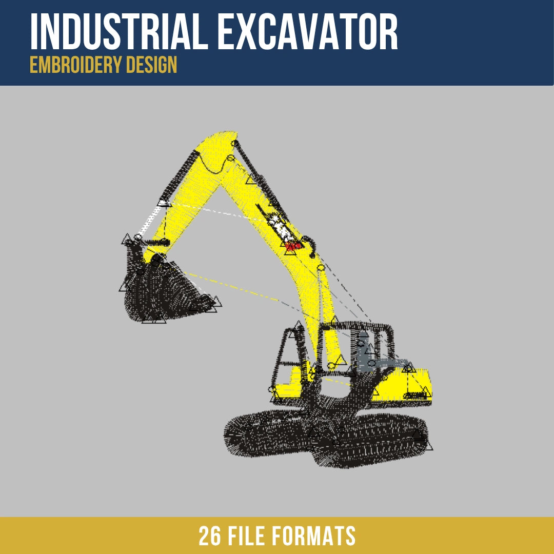 Industrial Excavator Embroidery Design