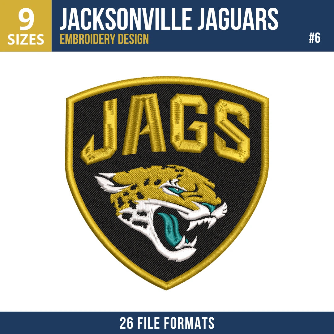 Jacksonville Jaguars Embroidery Bundle 7 Designs NFL