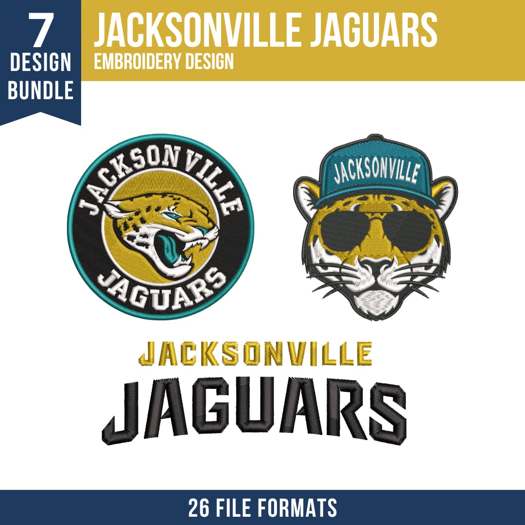 Jacksonville Jaguars Embroidery Bundle 7 Designs NFL