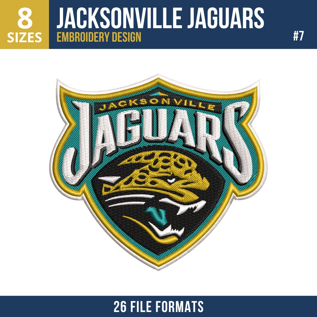 Jacksonville Jaguars Embroidery Bundle 7 Designs NFL