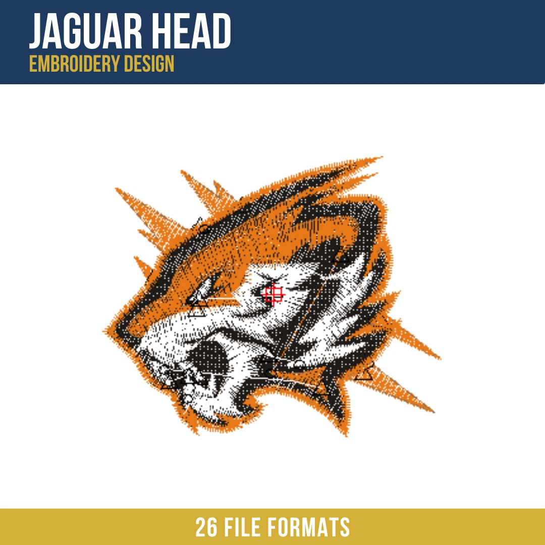 Jaguar Head Embroidery Design