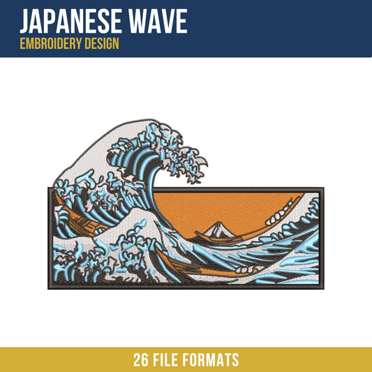 Japanese Wave Embroidery Design