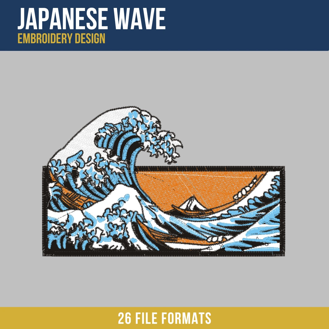 Japanese Wave Embroidery Design