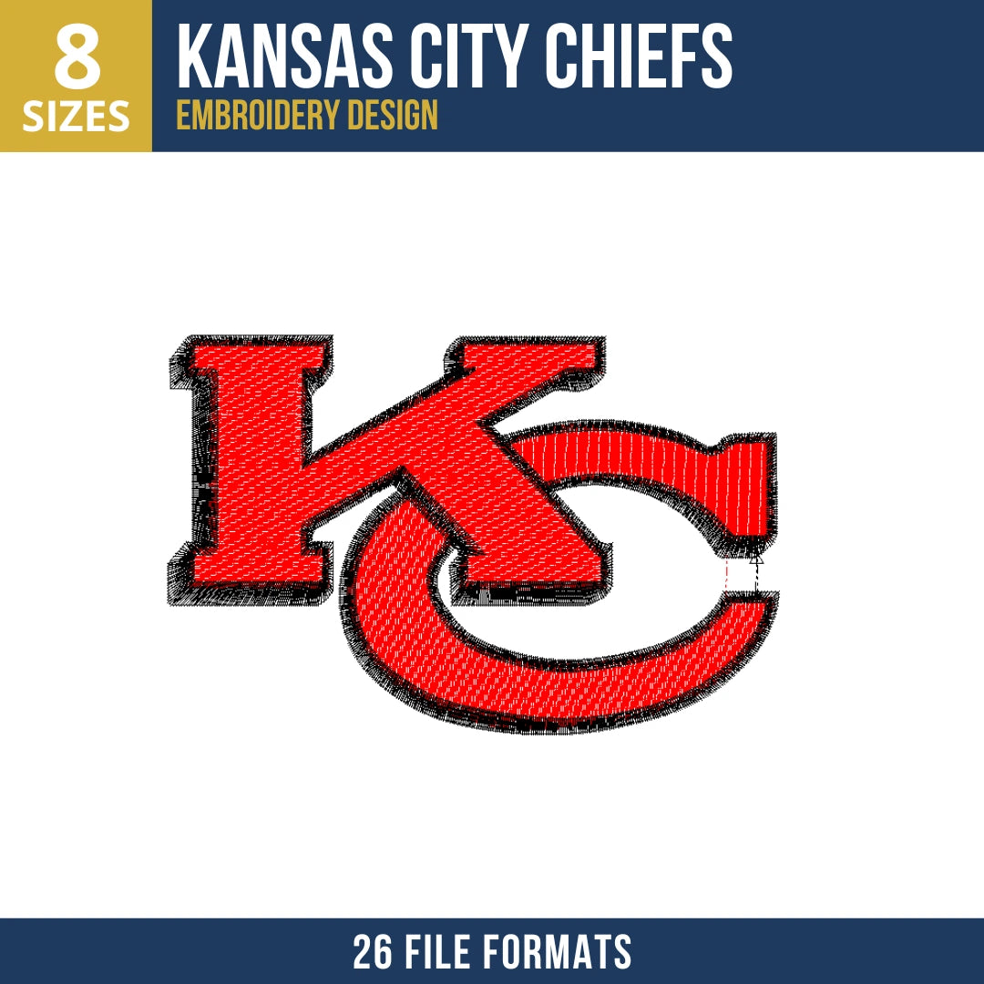 Kansas City Chiefs KC Monogram Embroidery Design