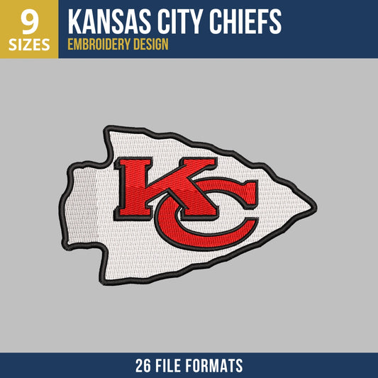Kansas City Chiefs Arrowhead Primary Logo Embroidery Design