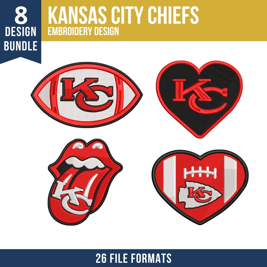 Kansas City Chiefs Embroidery Bundle 8 Designs | NFL