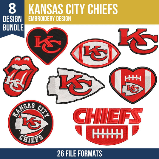 Kansas City Chiefs Embroidery Bundle 8 Designs | NFL